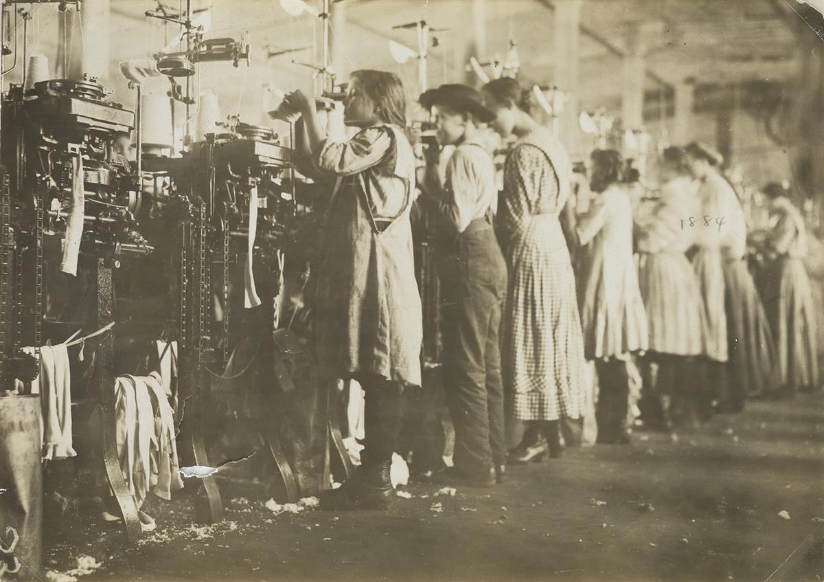LEWIS W. HINE (1874-1940) Some of the young knitters in Loudon Hosiery Mills, Loudon, Tennessee.